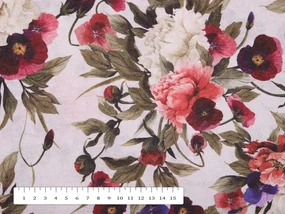 Biante Dekoračný záves Leona LN-075 Farebné kvety na smotanovom 130x220 cm