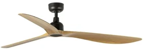 FARO Barcelona FARO 34360 - Stropný ventilátor OUTWOOD L hnedá/čierna pr. 150 cm IP44 + DO FA34360
