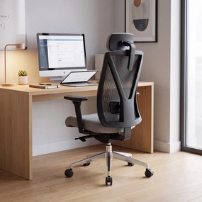 Ergonomická kancelárska stolička sivá so sieťovinou VECTOR