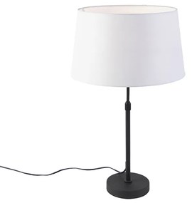 Stolová lampa čierna s ľanovým tienidlom biela 35 cm nastaviteľná - Parte