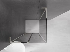 Mexen Velar L, sprchový kút s posuvnými dverami 120 x 120 cm, 8mm šedé sklo, brúsená oceľ, 871-120-120-43-97