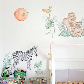 Samolepky na stenu - Slon a zebra zo SAFARI