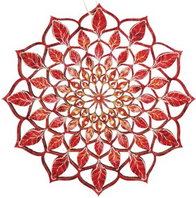 AMADEA Drevená dekorácia mandala červená 9 cm