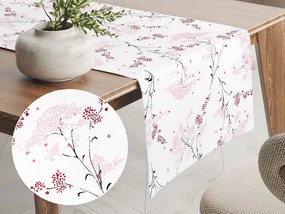 Biante Bavlnený behúň na stôl Sandra SA-088 Vínovo-ružové lúčne kvety na bielom 35x120 cm