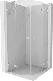 Mexen Lunar, polkruhový výklopný sprchový kút 90 x 90 cm, 8mm číre sklo, oceľový profil, 833-090L-090P-97-00