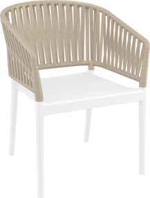 PORTOFINO záhradná stolička s podrúčkami white/taupe