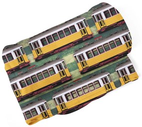 Sablio Deka Lisabonské historické električky Zelený Pattern - 150x120 cm