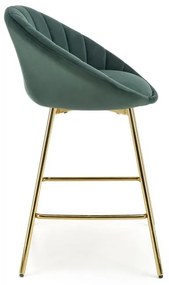 Barová stolička ERNESTO — kov, látka, zlatá / zelená