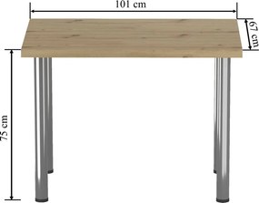 Vintino Jedálenský stôl LUNARO 101 × 67 cm – dub artisan / chróm