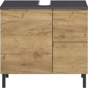 Tmavosivá skrinka pod umývadlo v dekore duba 60x56 cm Salinas - Germania