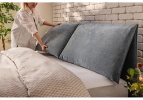 Modrá čalúnená dvojlôžková posteľ s úložným priestorom s roštom 180x200 cm Thessa Pillow – Bonami Selection
