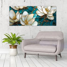 Obraz - Vitráž s magnóliou (120x50 cm)
