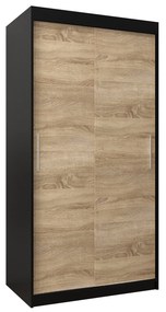 Šatníková skriňa 100 cm Toki (Čierna matná + Dub sonoma). Akcia -41%. Vlastná spoľahlivá doprava až k Vám domov. 1064796