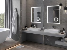 Mexen Kala, LED kúpeľňové zrkadlo s podsvietením a kozmetickým zrkadlom 60 x 80 cm, 6000K, ochrana proti zahmlievaniu, 9820-060-080-611-00