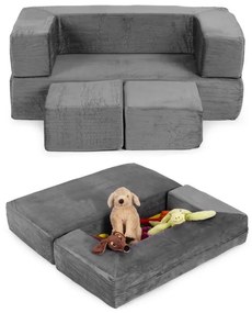 Tmavosivá detská modulárna sedačka – 4 diely