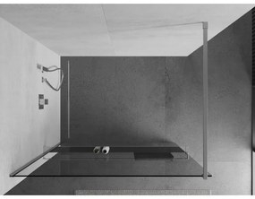Mexen Kioto, sprchová zástena Walk-In Walk-in 115 x 200 cm, 8mm číre sklo, chrómový profil + vešiak na uteráky s poličkou, 800-115-121-01-00