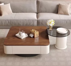 LuxuryForm DESIGN Konferenčný stolík MODENA 80 × 80 cm – hnedý, béžový (set)