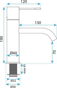Rea Venti, umývadlová batéria h-190, chrómová, REA-B9789