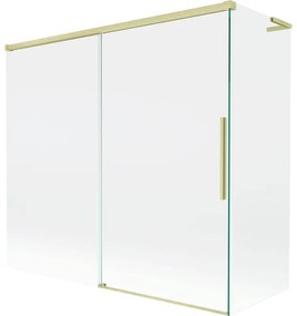 Mexen Rox, L posuvná 2-krídlová vaňová zástena 170 + 80 x 150 cm, 8mm číre sklo, zlatý matný profil, 8C9L-170-080-55-00