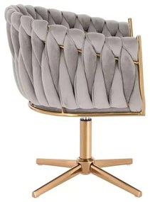 LuxuryForm DESIGN Kreslo NORDEN VELUR na zlatom kríži - svetlo šedé