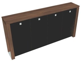Stredná šatníková skriňa Verno+ S 260 x 46 x 130 cm, sklenené dvere, orech / čierna