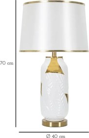 Stolná lampa keramická 70 cm bielo-zlatá