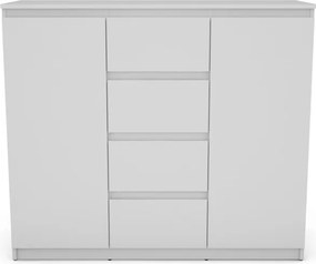 Široká komoda so 4 zásuvkami Carlos, biela, 120 cm