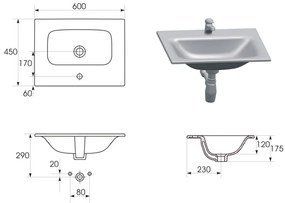 Cersanit - SET skrinka + umývadlo, biely lesk, Moduo 60, S801-223-DSM