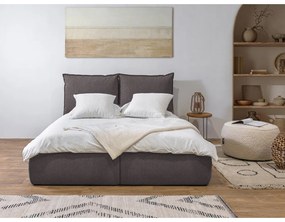 Tmavosivá čalúnená dvojlôžková posteľ s úložným priestorom a roštom 180x200 cm Garancia – Bobochic Paris
