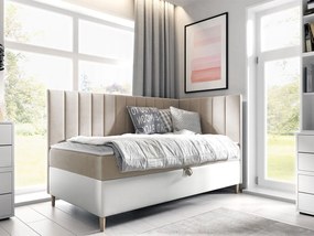 Kontinentálna posteľ Junior Kamire 3, Strana: pravá, Rozmer postele: 100x200, Dostupné poťahy: ekokoža Soft 017 (biela) + Fresh 01