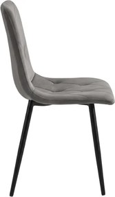 Sivá zamatová stolička LIBRA SILVER GREY s čiernymi nohami