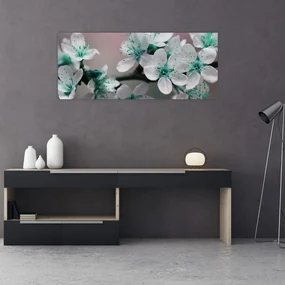 Obraz kvetov - tyrkysové (120x50 cm)