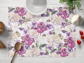 Biante Dekoračné prestieranie na stôl PML-108 Fialové kvety s motýlikmi na bielom 35x45 cm