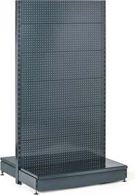 Predajný regál obojstranný, perfo steny, 1900 x 1000 x 900 mm, základný, antracit