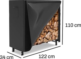 Stojan na drevo s krytom BestBerg BBFR-122C / 122 × 34 × 110 cm / čierna