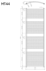 Mereo, Vykurovací rebrík 450x1850 mm, oblý, biely, MER-MT34
