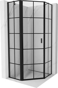 Mexen Mist, päťuholníkový sprchový kút, ľavý 90 x 90 cm, čierna mriežka, čierny - 8A8-090-090-70-77-L