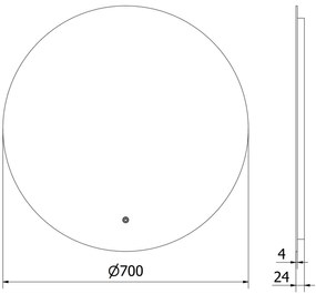 Mexen Erg, okrúhle LED podsvietené kúpeľňové zrkadlo 70 cm, 6000K, vykurovacia podložka proti zahmlievaniu, 9823-070-070-611-00