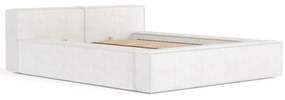 Krémová čalúnená dvojlôžková posteľ s úložným priestorom s roštom 200x200 cm Voliera – Maison de Rêve