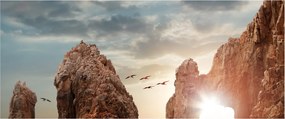 Obraz - Západ slnka nad útesmi (120x50 cm)