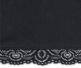 Trojštvrťové legínsy s čipkovým lemom, čierne