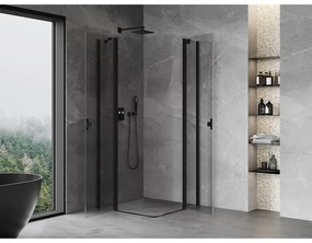 Mexen, Mexen Mist Duo výklopný sprchový kút 95 x 95 cm, priehľadný, čierny - 8A4-095-095-70-00