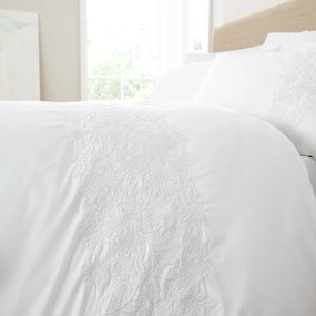 Biele bavlnené obliečky na jednolôžko 135x200 cm Embroidery Floral – Bianca