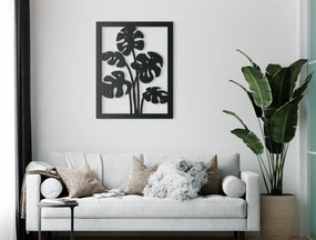 drevko Drevený obraz Listy kvetu Monstera deliciosa Rozmer obrazu: 41,5 x 32,5 cm, Farba dekorácie: Čierna