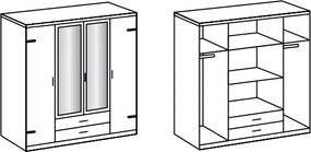 Šatníková skriňa so zrkadlami Cork, 180 cm, doskový dub/grafit