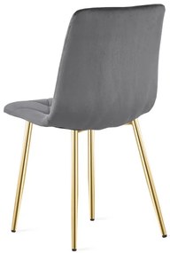 Set troch jedálenských stoličiek LIBRA zamatové, tmavosivé / zlaté nohy (3 ks)