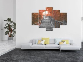 Obraz - Schody v prírode, oranžová (150x105 cm)