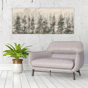 Obraz - Borovicový les I., aquarel (120x50 cm)