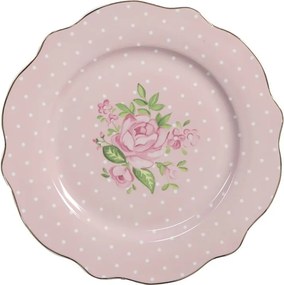 Ružový dezertný tanier s ružičkami Sweet Roses I - Ø 20*2 cm