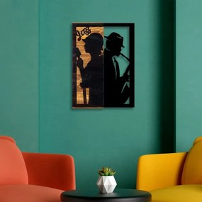 Nástenná dekorácia 32x50 cm jazz drevo/kov
